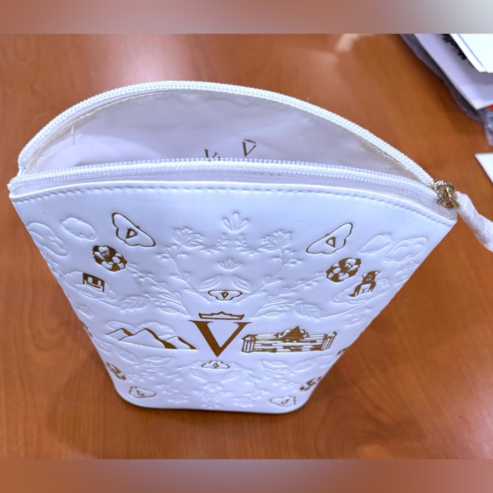 White Embossed Makeup Bag